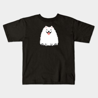 Cute White Pomeranian Cartoon Dog Kids T-Shirt